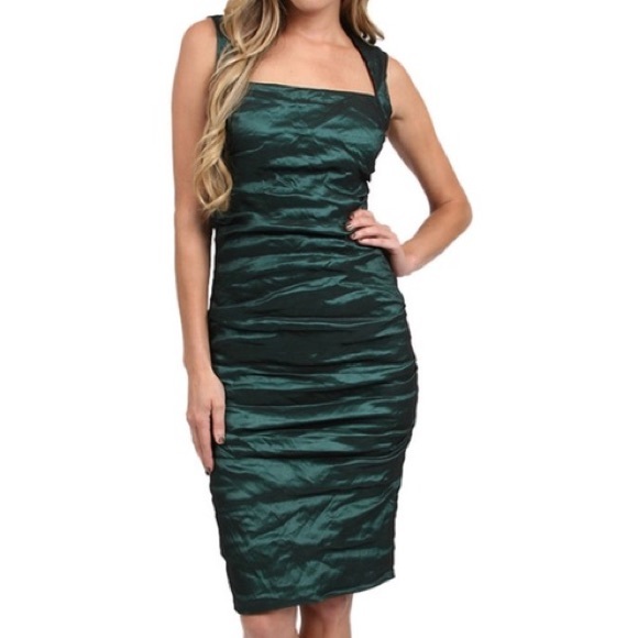 Nicole Miller Dresses & Skirts - Nicole Miller Ruched Green Metallic Dress